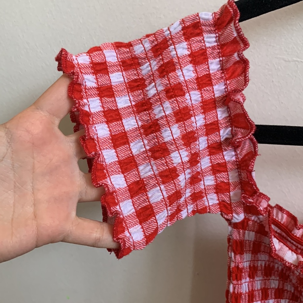 Gingham Off Shoulder Top - Picture 4 of 5
